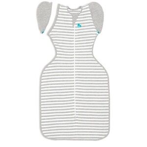 Love to Dream Gray and White Striped Transition Sleep Swaddle Medium 13-19lbs